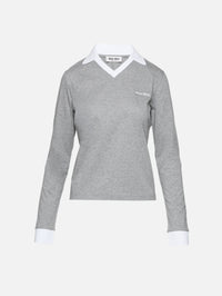 Collar Pullover Sweater,MIU MIU,GREY WHITE,Image 1