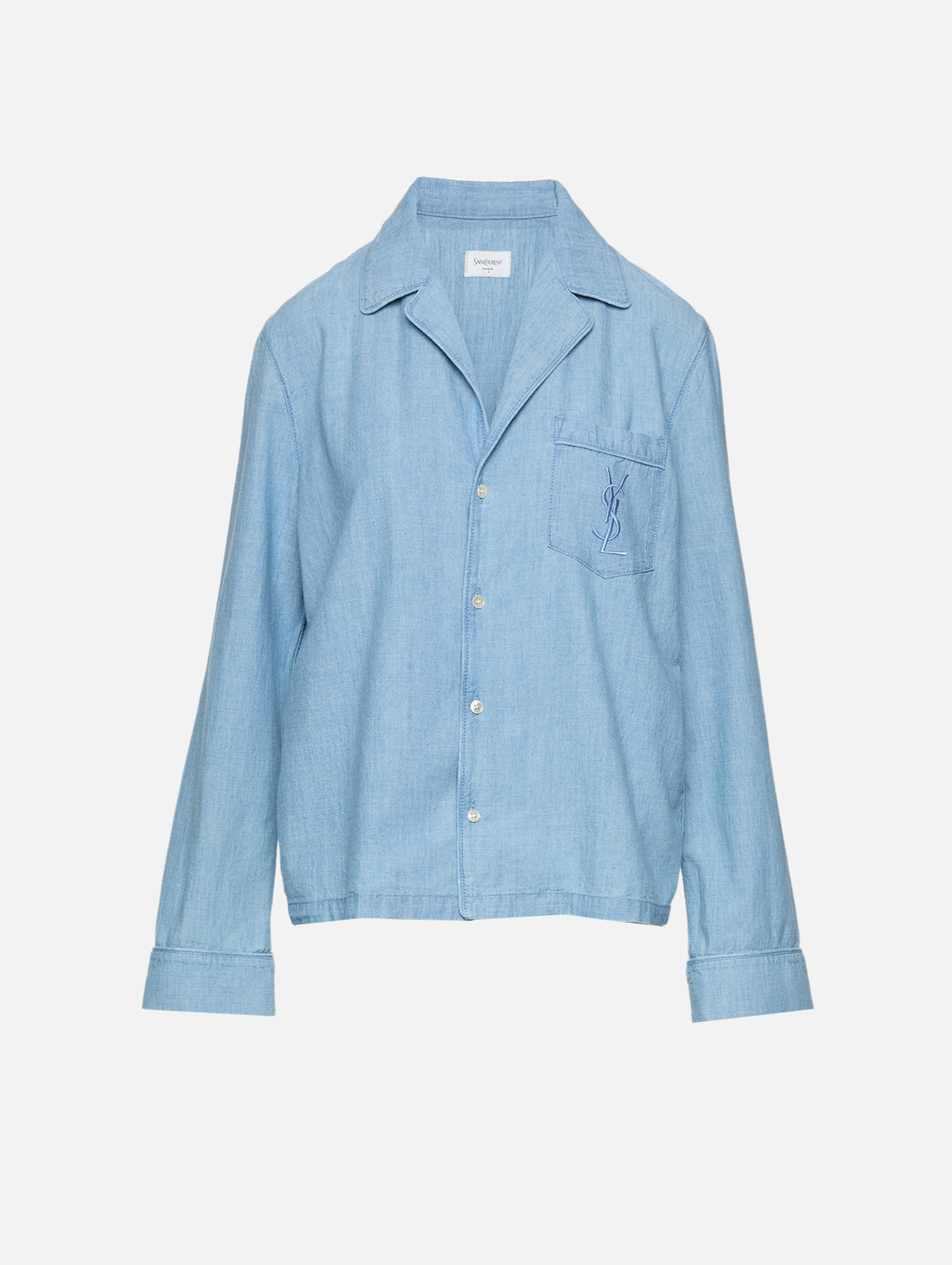Piping Cassandre Shirt,SAINT LAURENT,BLUE GREY,Image 1