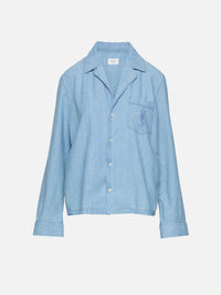 Piping Cassandre Shirt,SAINT LAURENT,BLUE GREY,Image 1