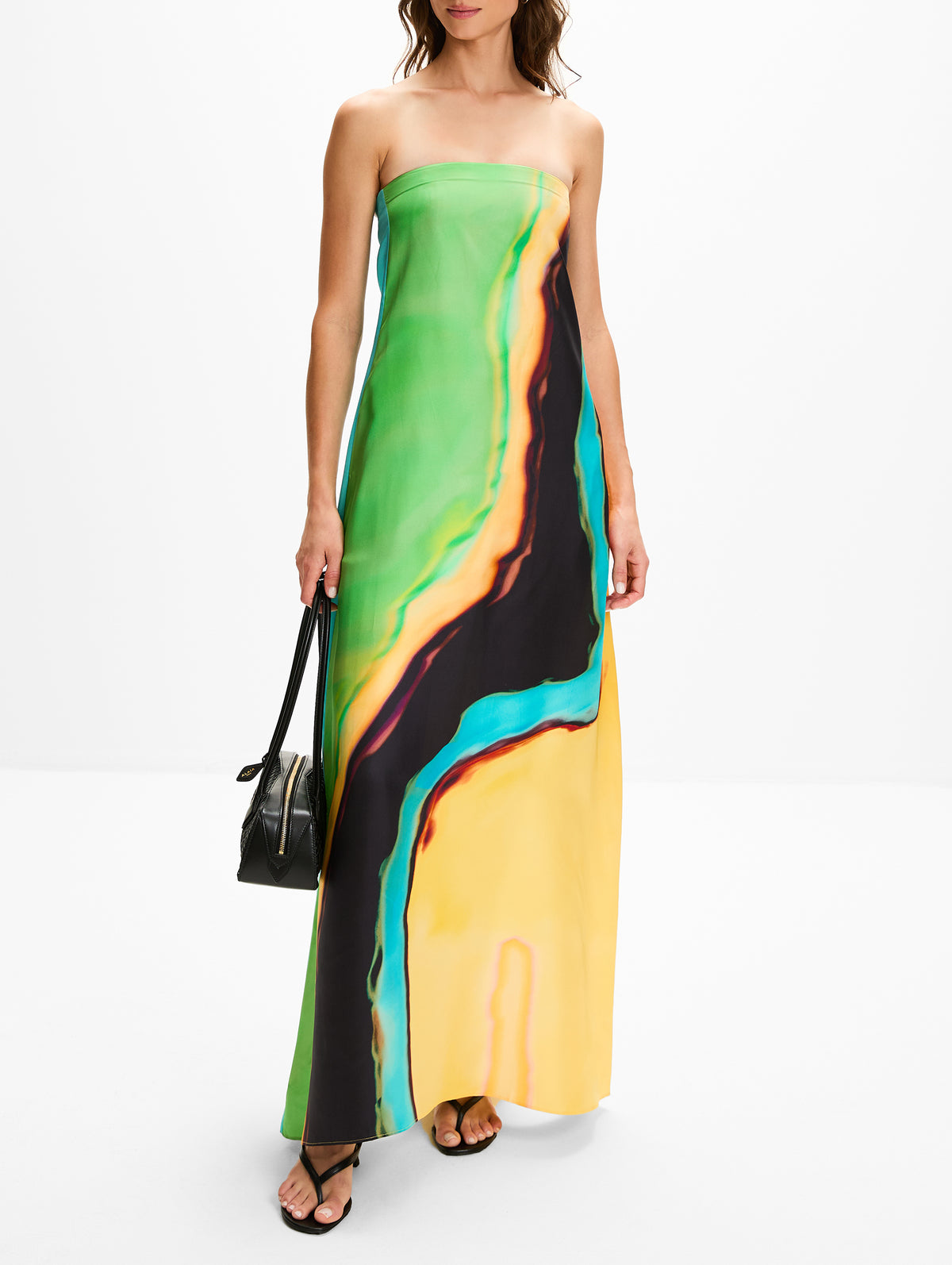 Christopher Esber Aura Silk Strapless Dress | Valencia/Multi | Size 12