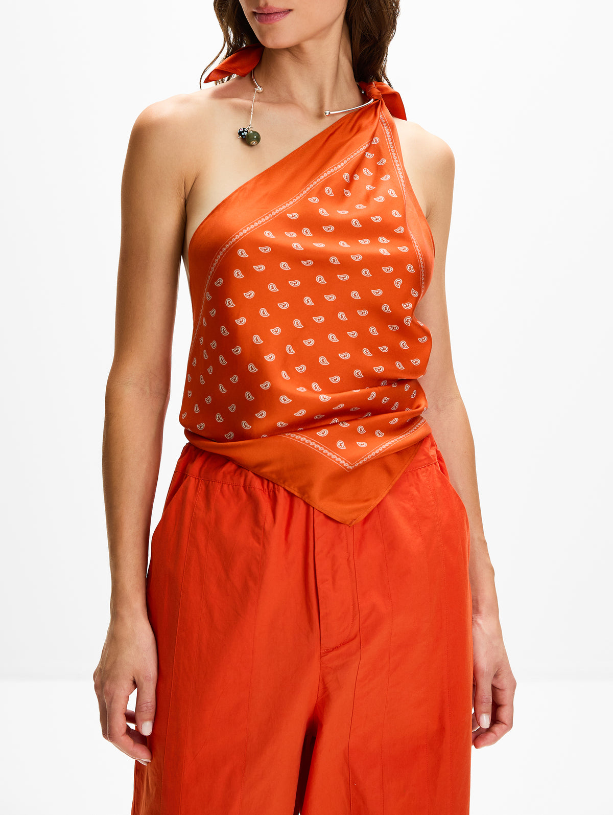 Bandana Scarf Tie Top,CHRISTOPHER ESBER,CARNELIAN BANDANA PRINT,Image 4