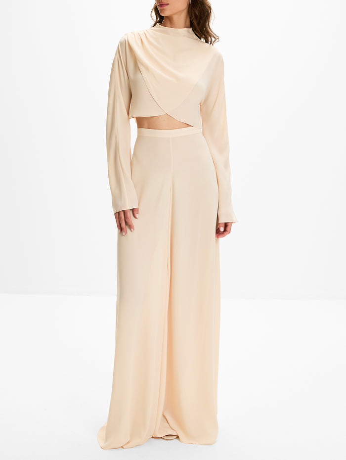 Georgette Draped Blouse,LAPOINTE,ECRU,Image 1