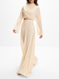 Georgette Wide Leg Pant,LAPOINTE,ECRU,Image 3
