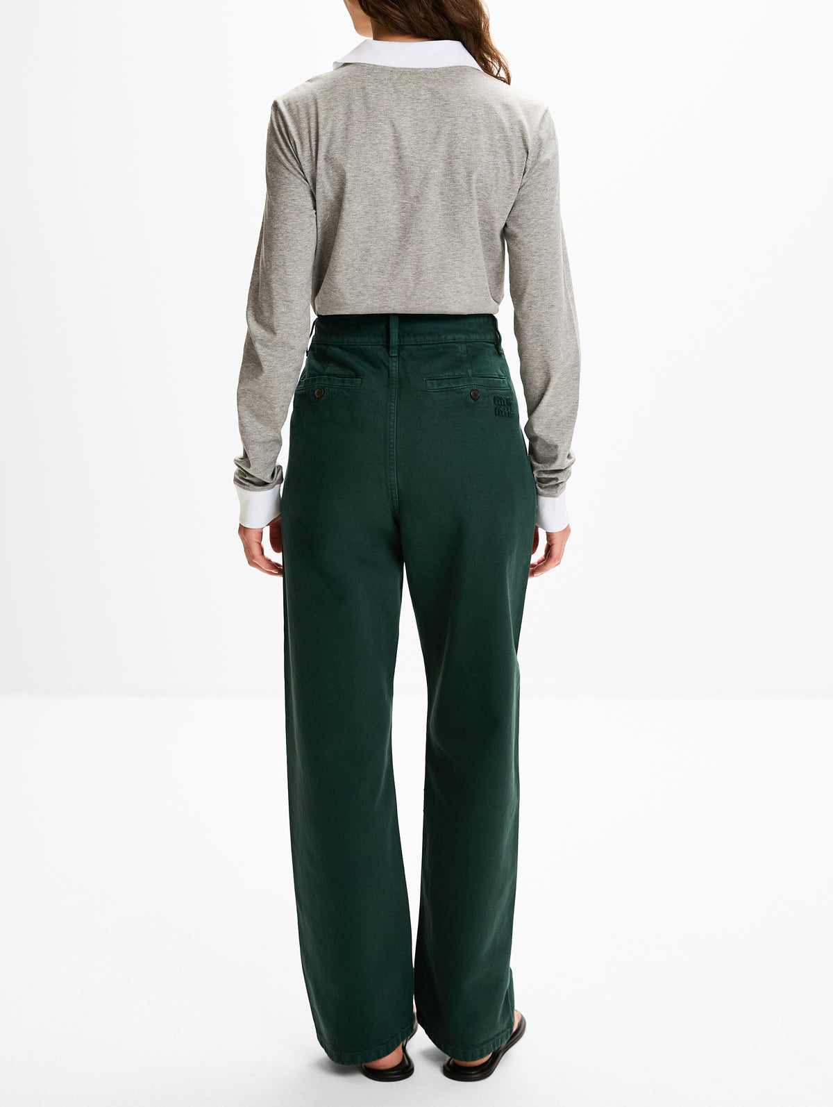 Collar Pullover Sweater,MIU MIU,GREY WHITE,Image 3