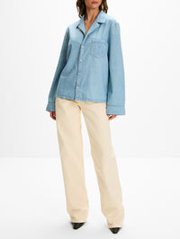 Piping Cassandre Shirt,SAINT LAURENT,BLUE GREY,Image 2