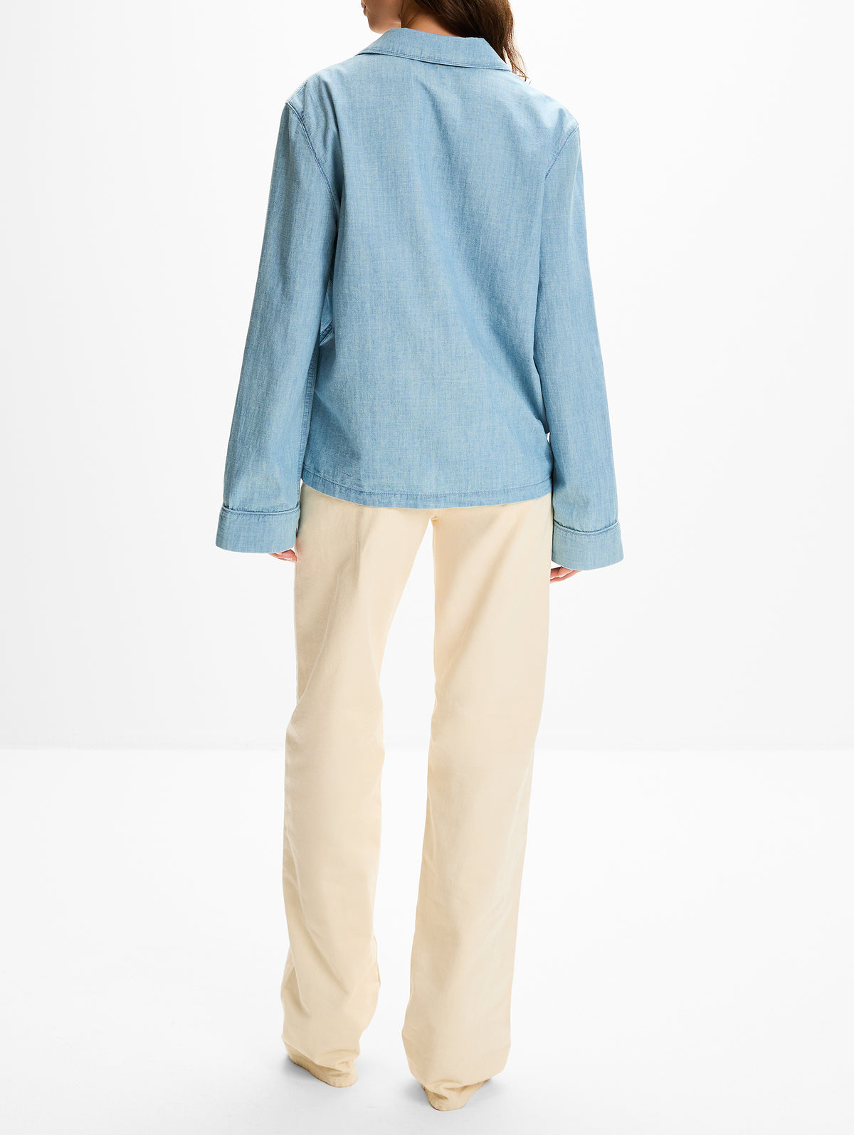 Piping Cassandre Shirt,SAINT LAURENT,BLUE GREY,Image 3