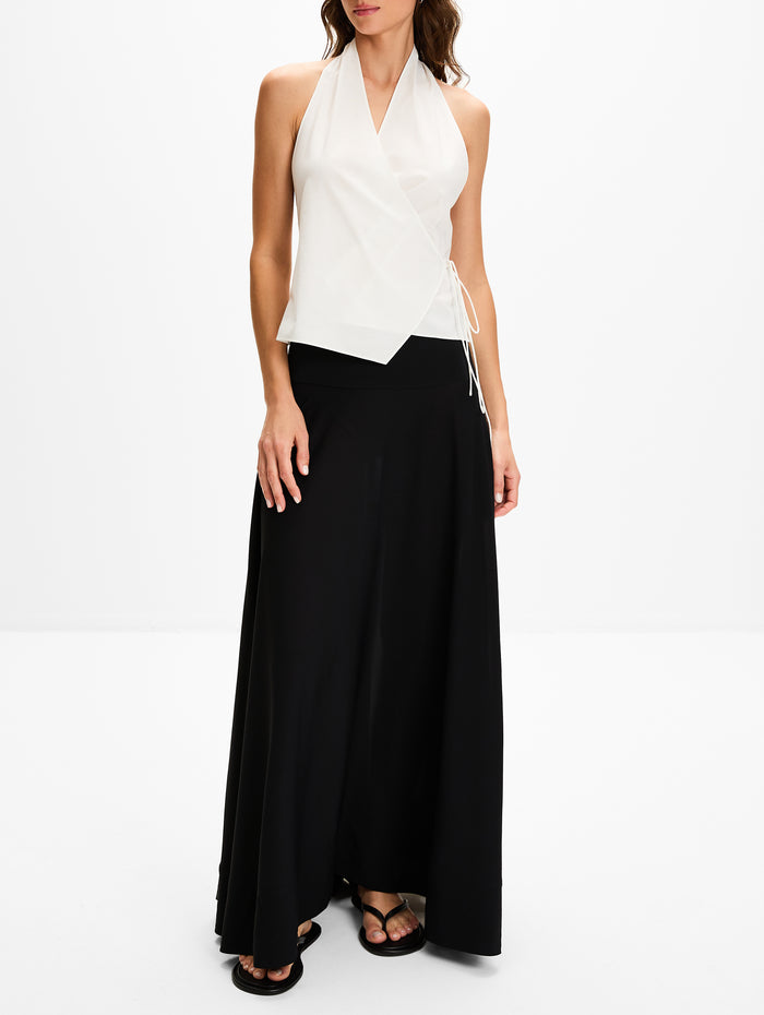 Fluid Circle Hem Skirt,ST AGNI,BLACK,Image 1