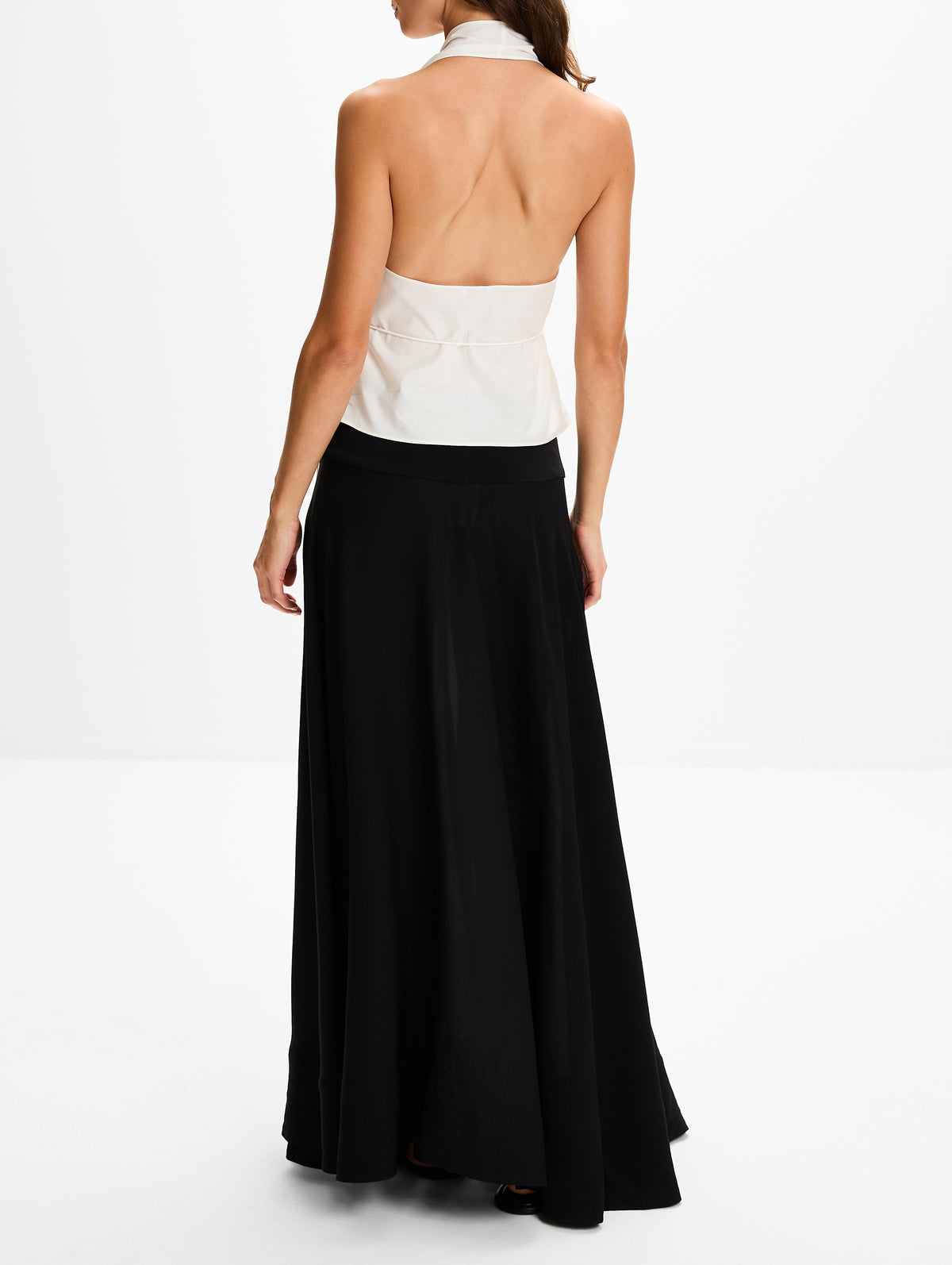 Fluid Circle Hem Skirt,ST AGNI,BLACK,Image 4