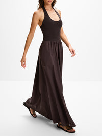 Halter Gathered Dress,ST AGNI,CHOCOLATE PLUM,Image 3