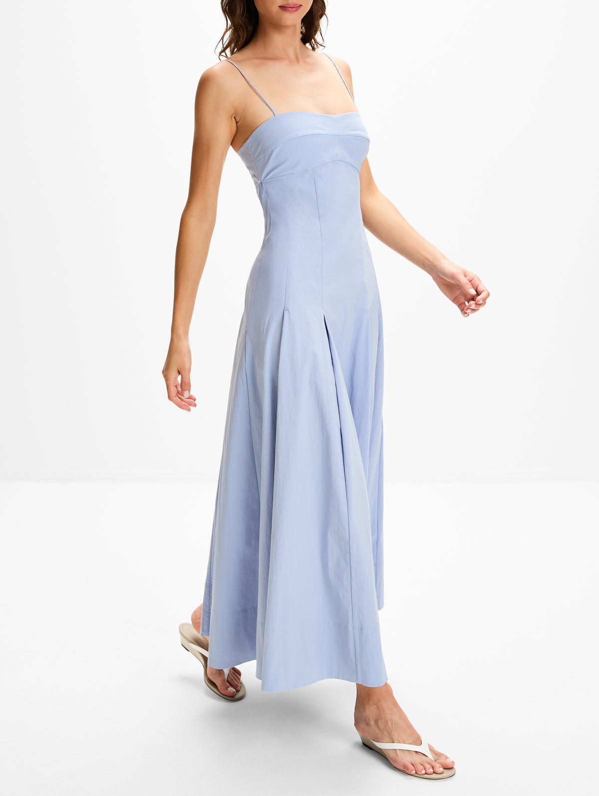 Everyday Cotton Pleat Dress,ST AGNI,SKY,Image 3