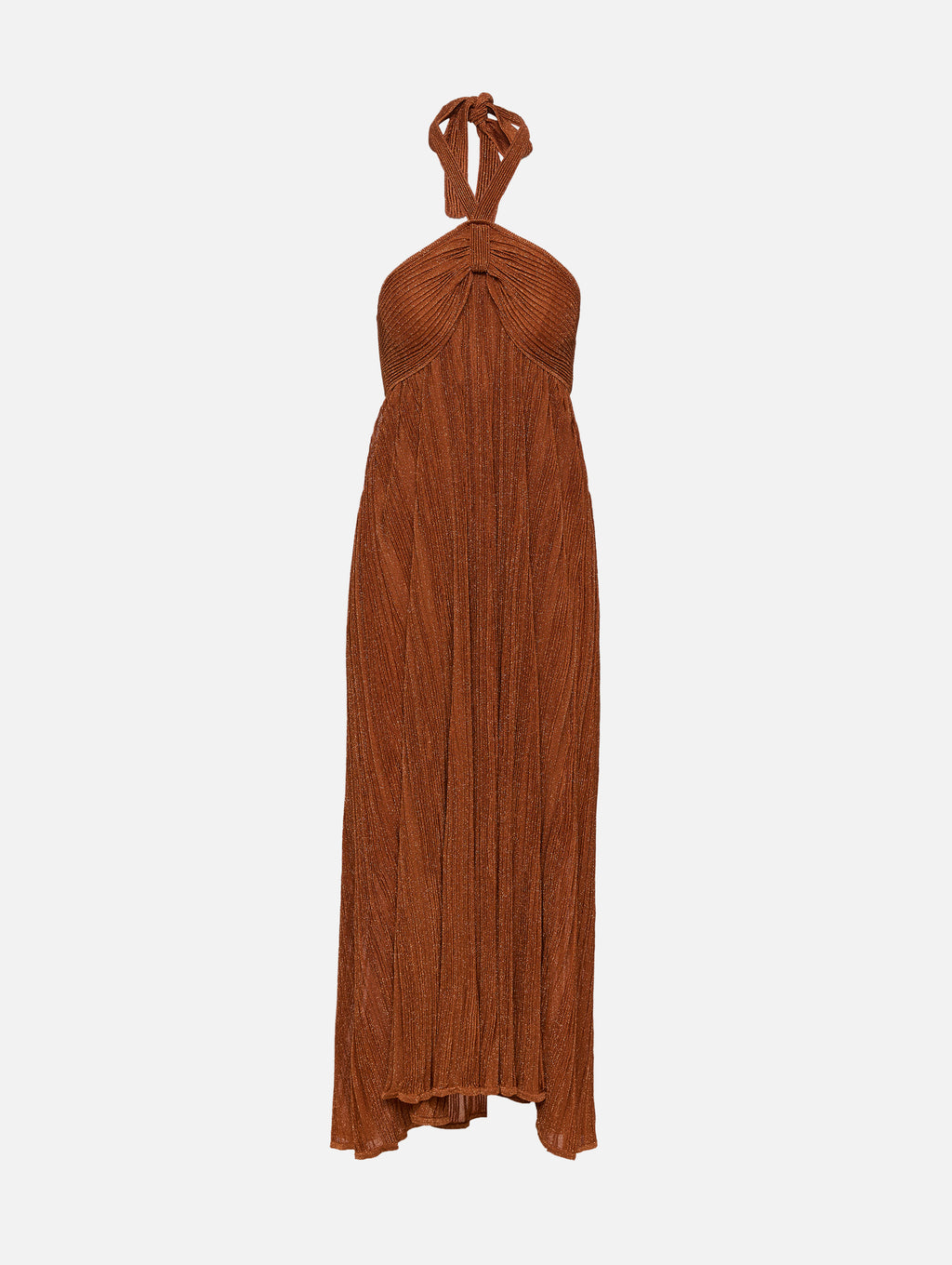 ZIMMERMANN Indra Metallic Halter Dress | Metallic Tan