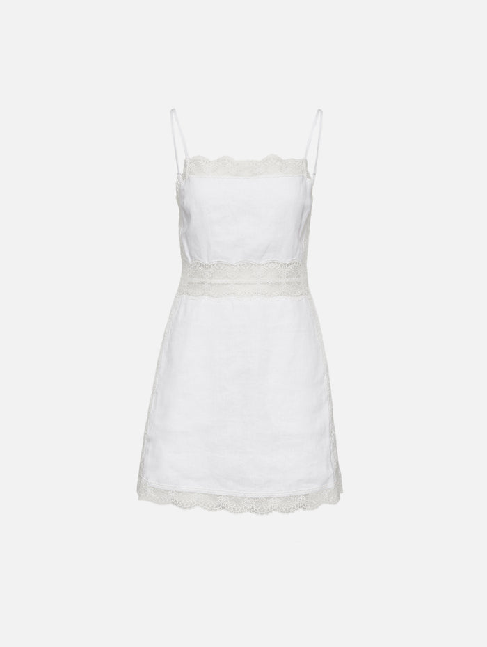 Amalina Linen Dress,STAUD,WHITE,Image 1