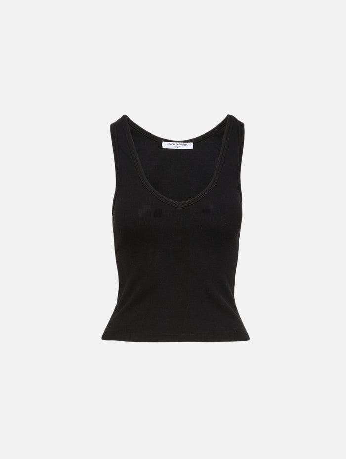 Maria V Neck Tank Top,PERFECTWHITETEE,BLACK,Image 1