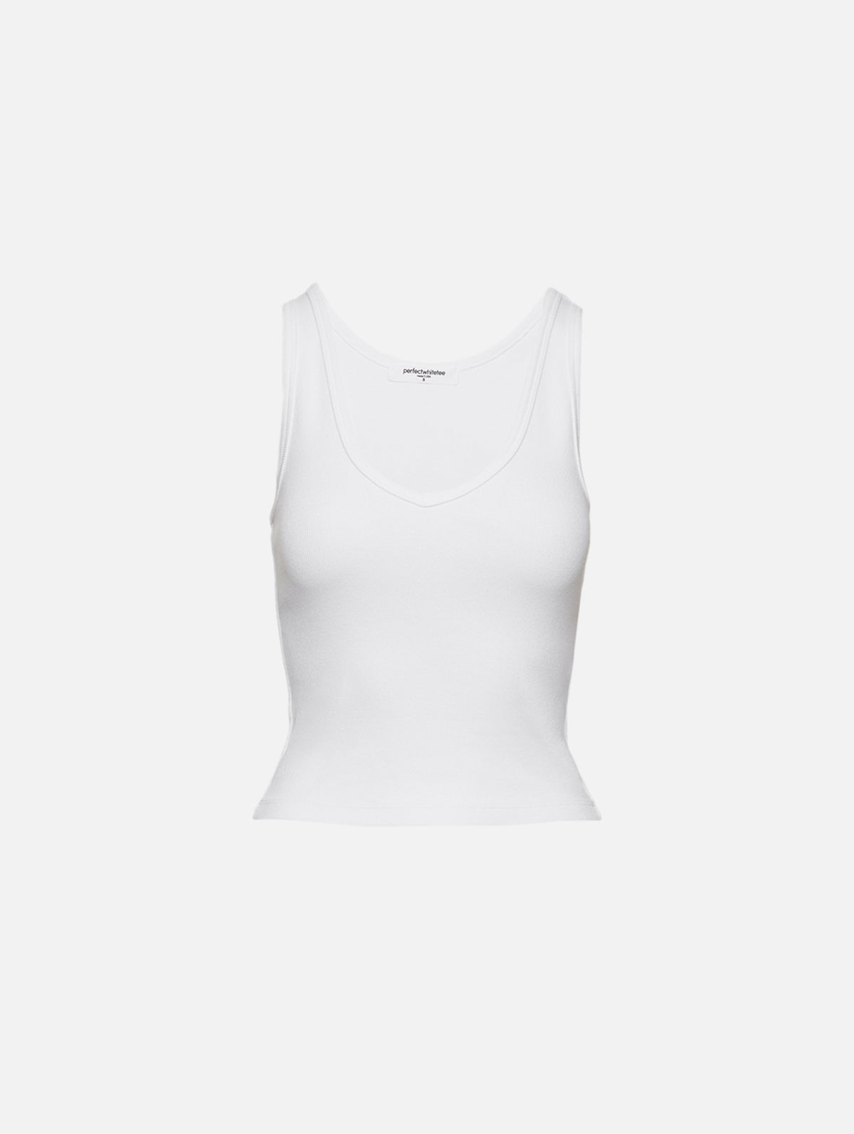 Maria V Neck Tank Top,PERFECTWHITETEE,WHITE,Image 1