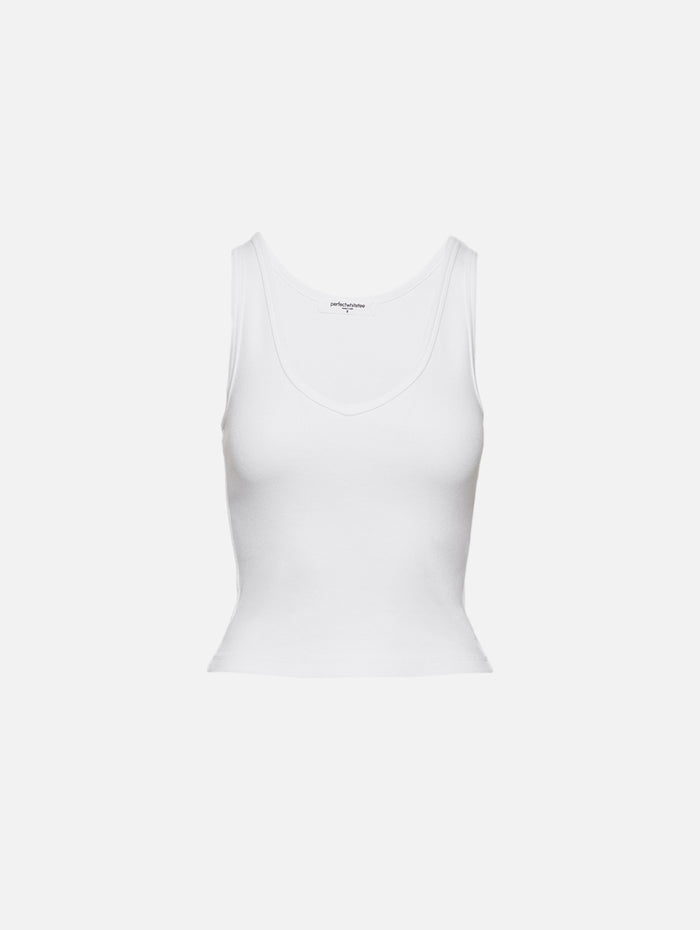 Maria V Neck Tank Top,PERFECTWHITETEE,WHITE,Image 1