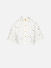 Mahon Embroidered Crop Shirt,ZIMMERMANN,IVORY,Image 2