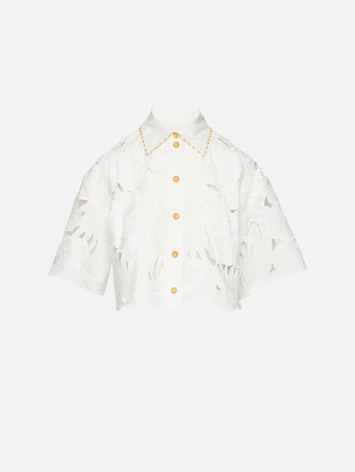 Mahon Embroidered Crop Shirt,ZIMMERMANN,IVORY,Image 1