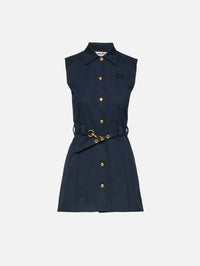 Belted Mini Dress,MIU MIU,NAVY,Image 2