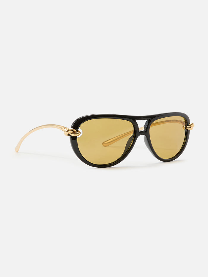 Knot Aviator Sunglasses,KERING EYE - BOTTEGA VENETA,YELLOW,Image 1