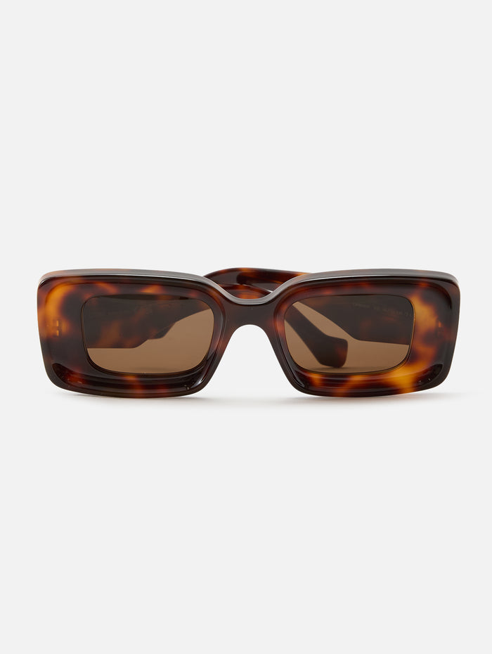 Square Beveled Anagram Sunglasses,LOEWE EYEWEAR,DARK HAVANA,Image 1