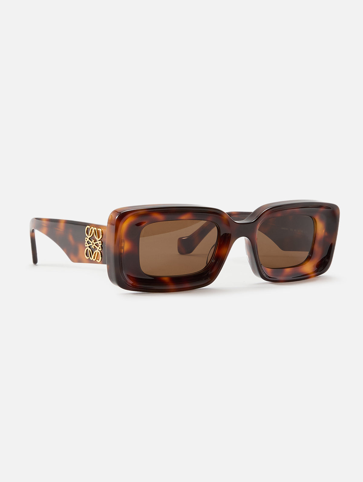 Square Beveled Anagram Sunglasses,LOEWE EYEWEAR,DARK HAVANA,Image 2