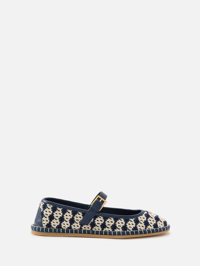 La Cruisette Ballerina Flat,VALENTINO GARAVANI,BLUE STRIPE,Image 1