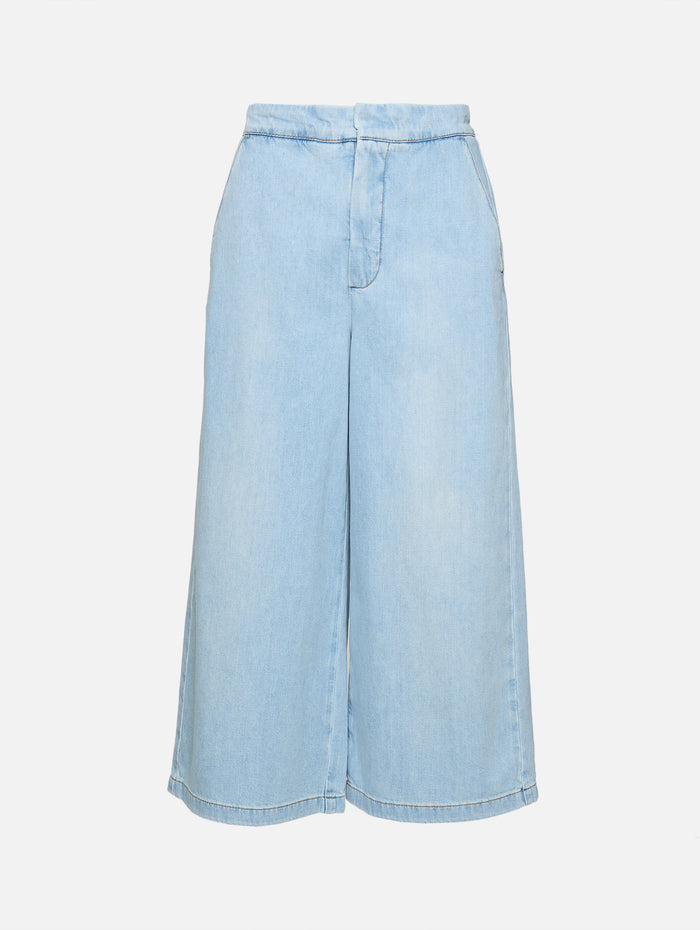 Cropped Trouser,LOEWE,WASHED BLUE,Image 1
