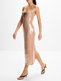 Che Midi Dress,16ARLINGTON,NUDE,Image 3