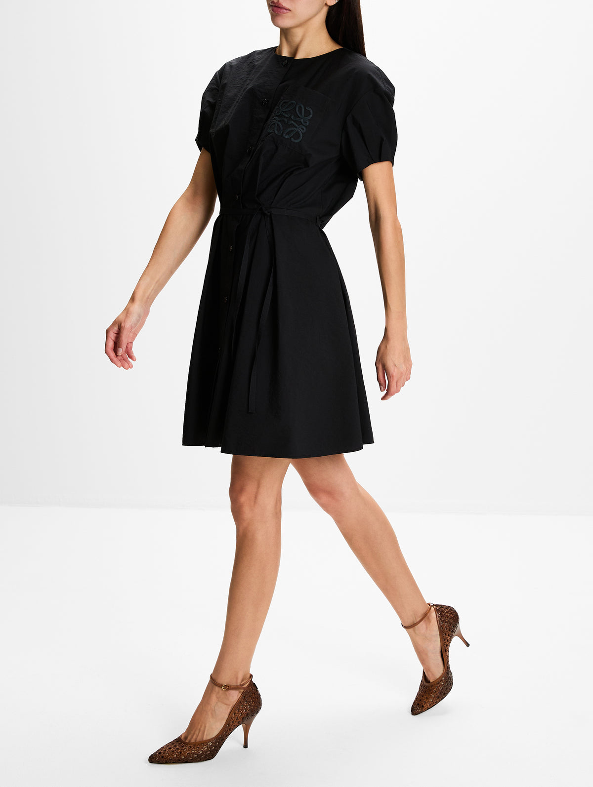 Shirt Dress,LOEWE,BLACK,Image 3