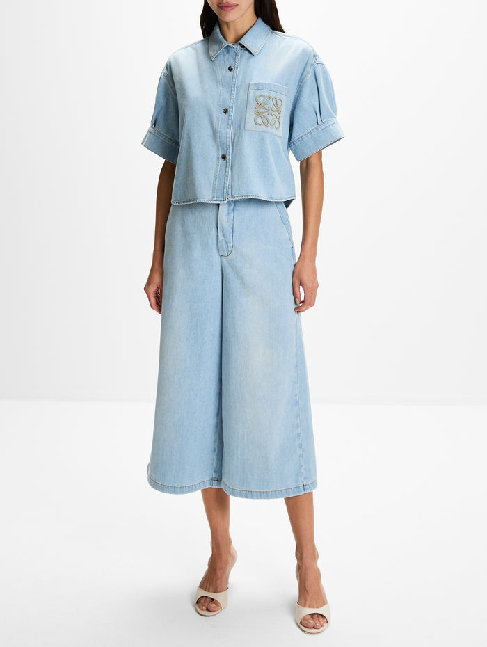 Cropped Trouser,LOEWE,WASHED BLUE,Image 1