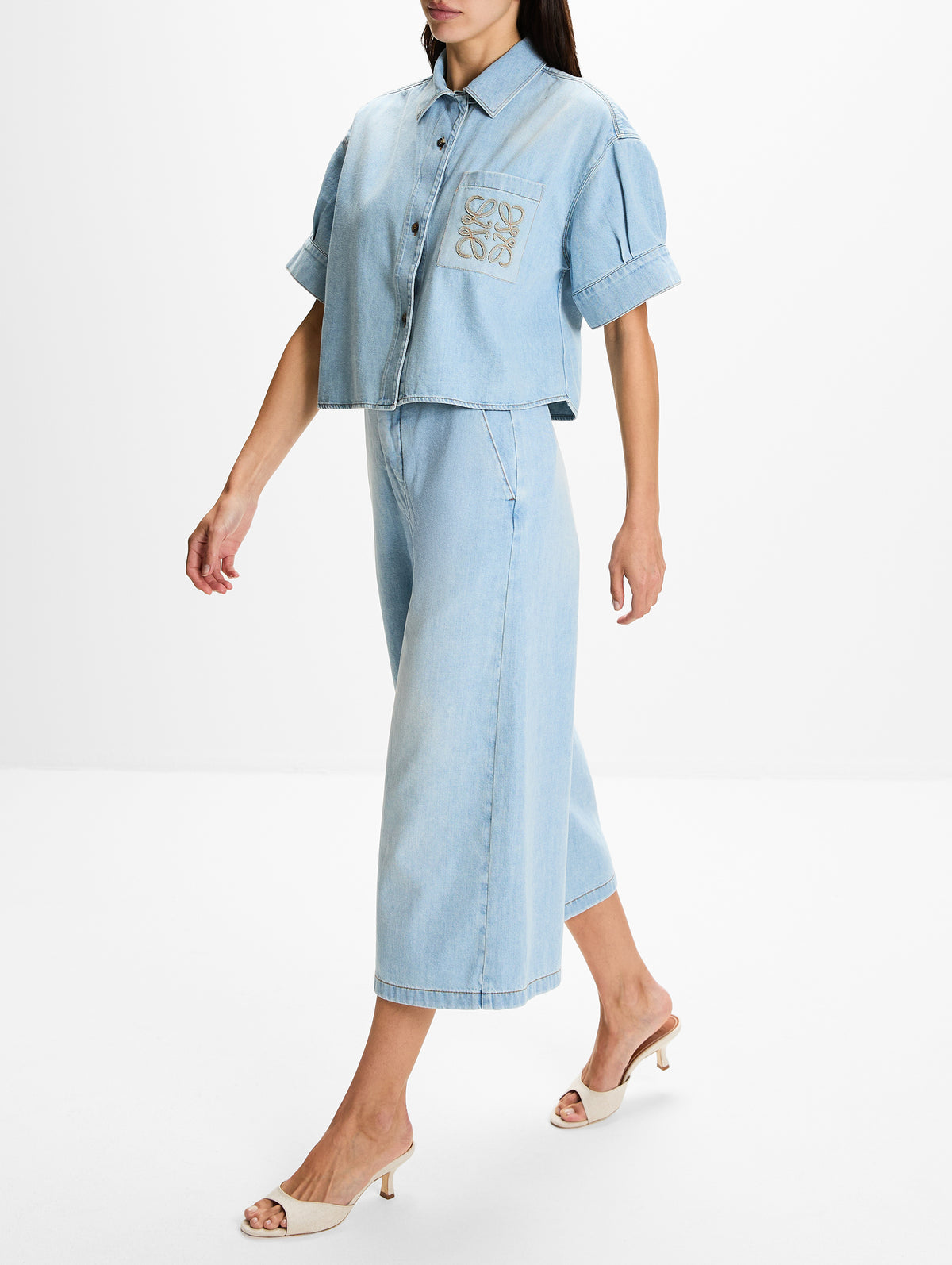 Cropped Trouser,LOEWE,WASHED BLUE,Image 3