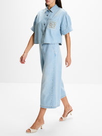 Cropped Trouser,LOEWE,WASHED BLUE,Image 3