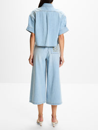 Cropped Trouser,LOEWE,WASHED BLUE,Image 4