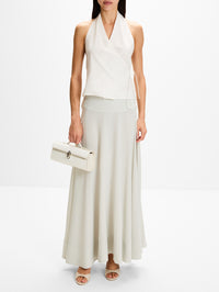 Fluid Circle Hem Skirt,ST AGNI,SILVER,Image 2