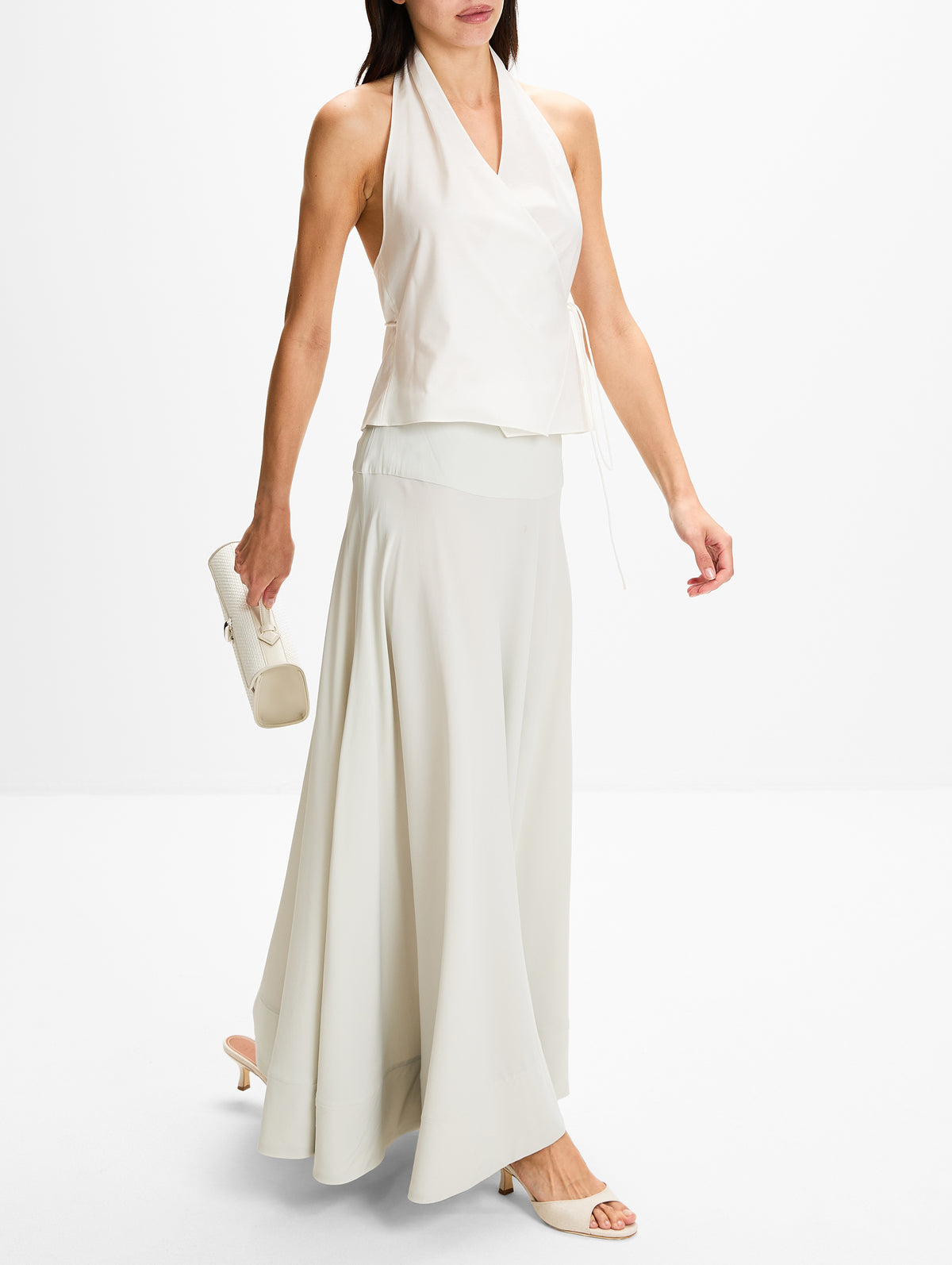 Fluid Circle Hem Skirt,ST AGNI,SILVER,Image 3
