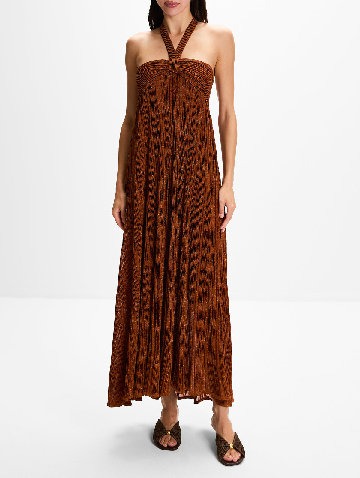 LOEWE - Pebble Soft Slide In Raffia-effect Fabric for Woman - 40 - Dark Brown
