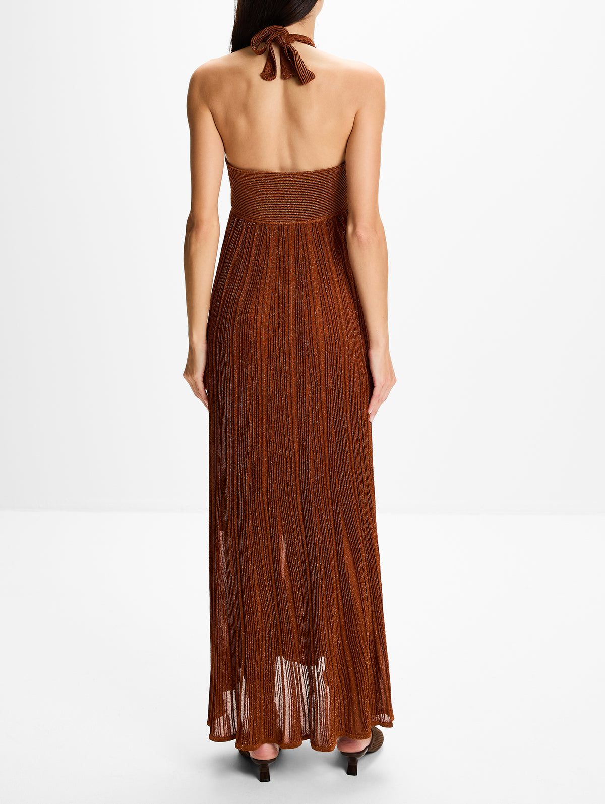 Indra Metallic Halter Dress,ZIMMERMANN,METALLIC TAN,Image 4