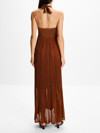 Indra Metallic Halter Dress,ZIMMERMANN,METALLIC TAN,Image 4