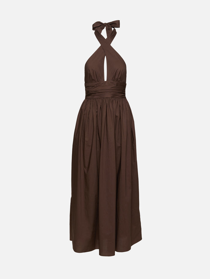 Keyhole Halter Dress,MATTEAU,CHOCOLATE,Image 1