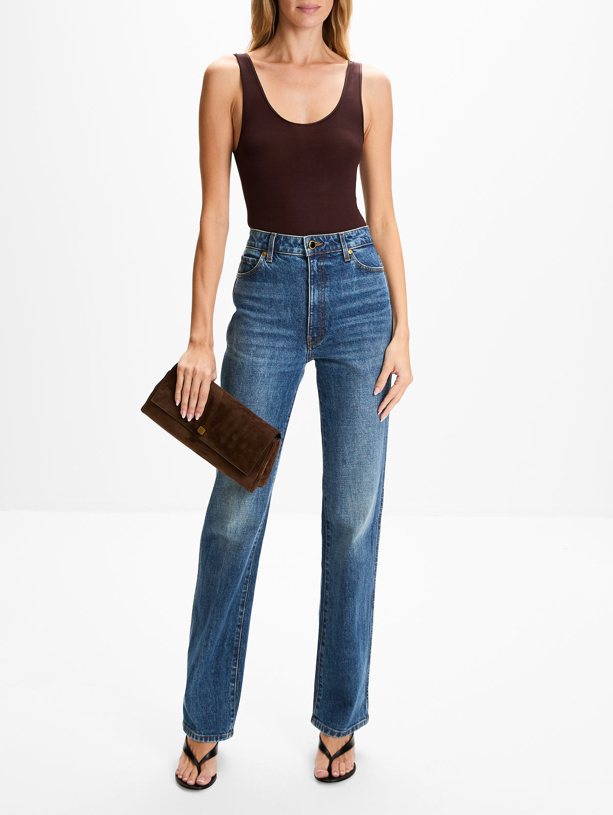 Tank Bodysuit,ALAIA,CHOCOLATE,Image 2