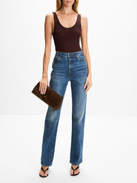 Tank Bodysuit,ALAIA,CHOCOLATE,Image 2