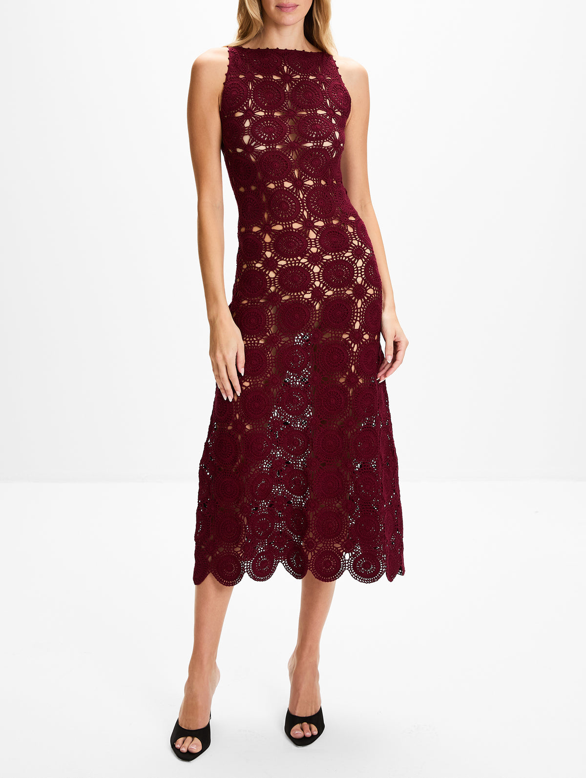 Siula Halter Maxi Dress,ESCVDO,RED WINE,Image 2