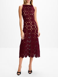 Siula Halter Maxi Dress,ESCVDO,RED WINE,Image 2