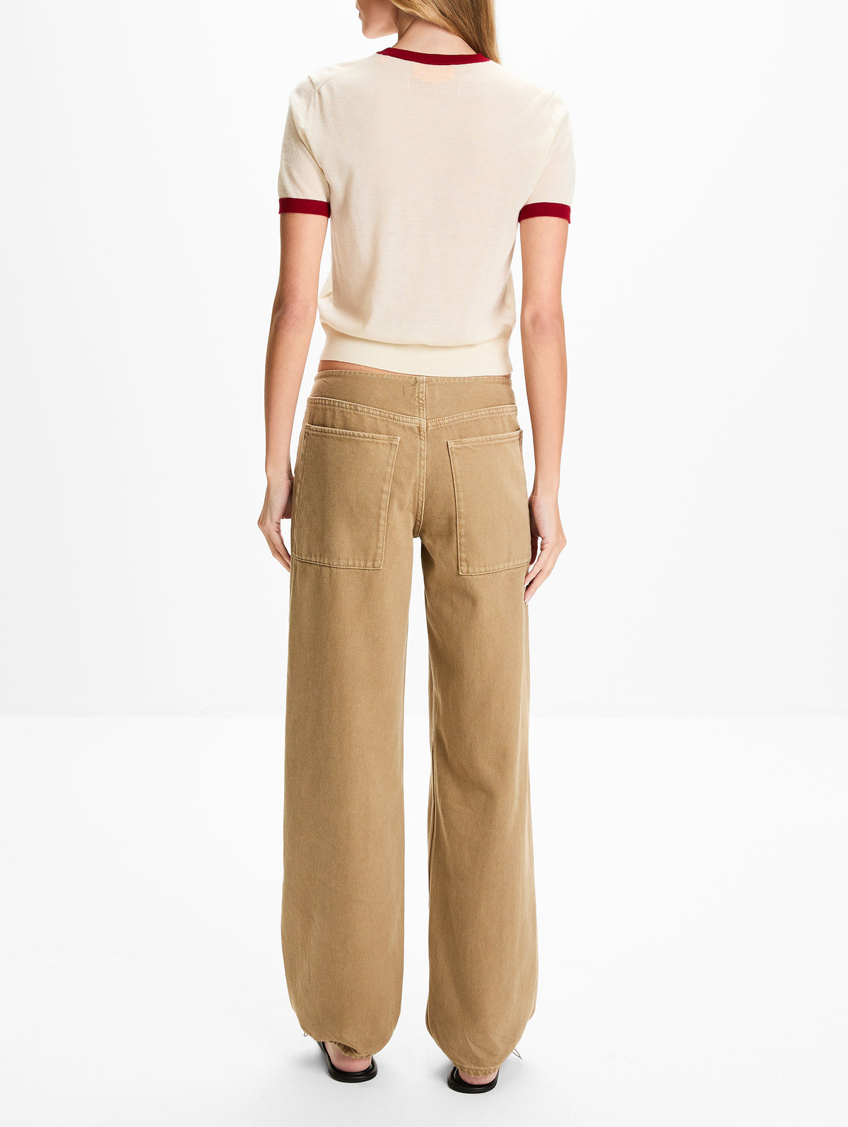 Airy Ringer Tee,GUEST IN RESIDENCE,CREAM/CARMINE,Image 3
