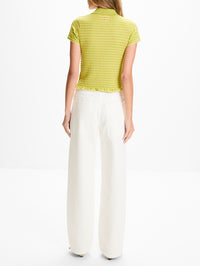 Smocked Shrunken Polo Top,GUEST IN RESIDENCE,EVOO/BUTTER,Image 3