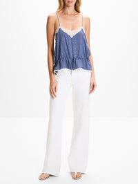 Floral Lace Tank,CHLOÉ,WASHED BLUE,Image 2