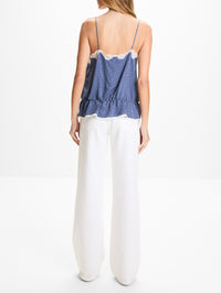 Floral Lace Tank,CHLOÉ,WASHED BLUE,Image 3