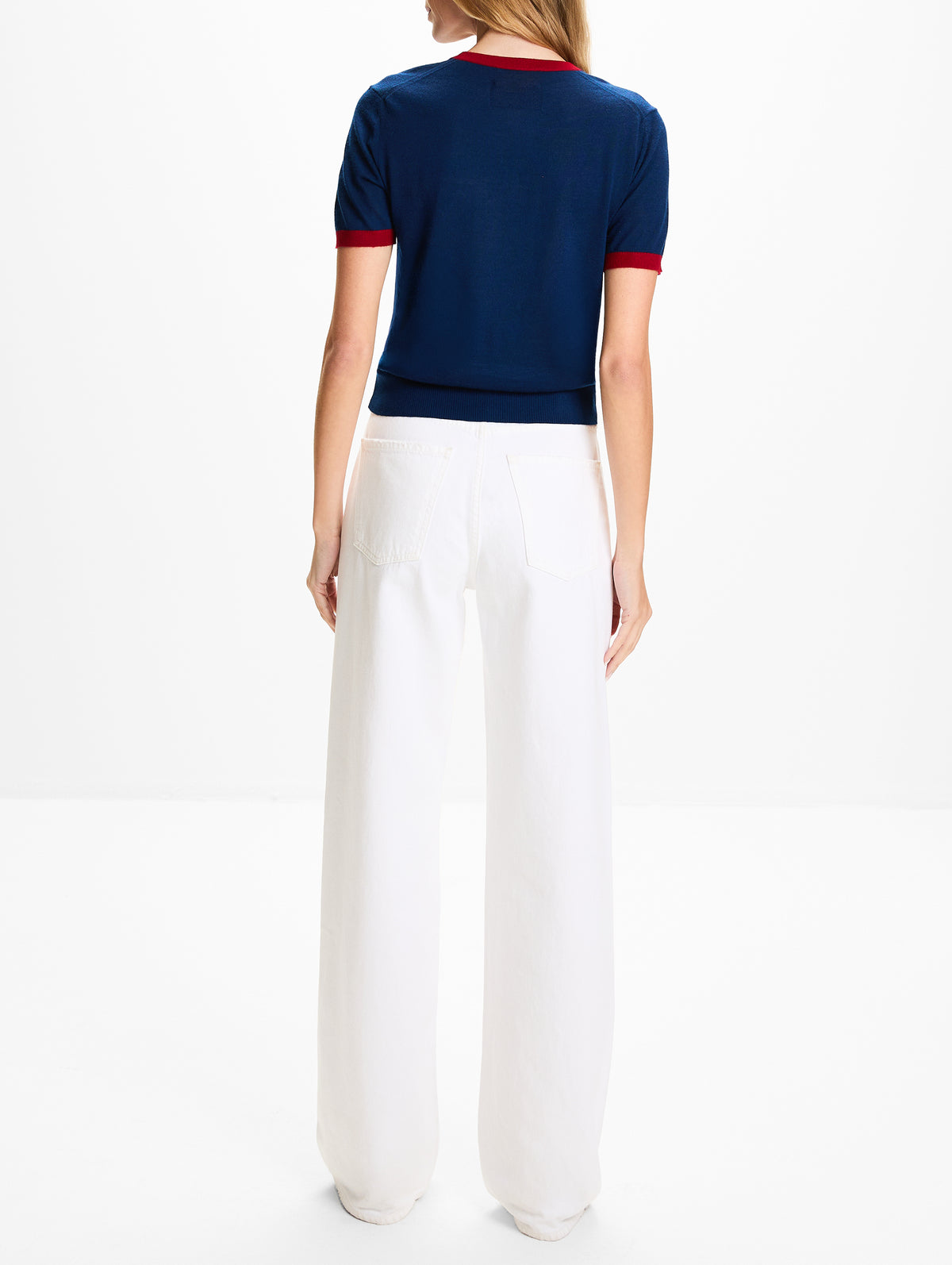 Airy Ringer Tee,GUEST IN RESIDENCE,NAVY/CARMINE,Image 3
