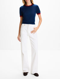 Airy Ringer Tee,GUEST IN RESIDENCE,NAVY/CARMINE,Image 2