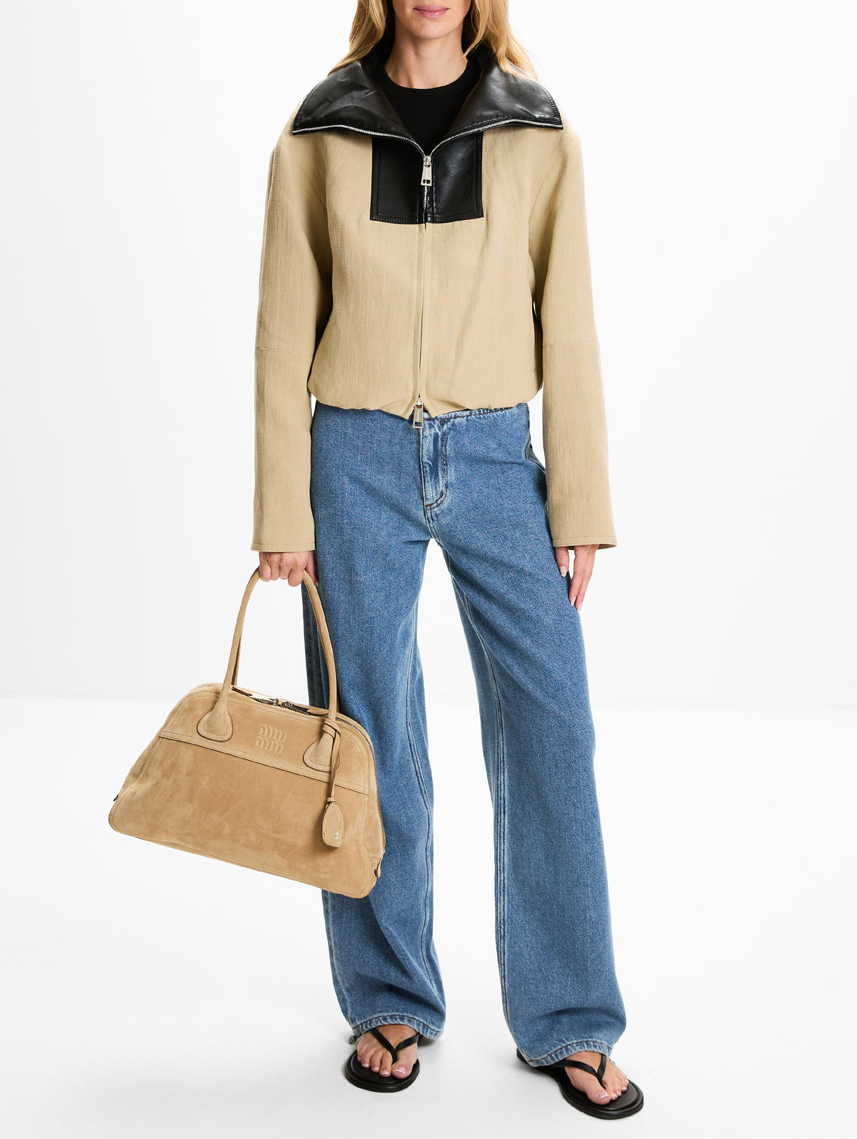 Alonza Jacket,NANUSHKA,STONE/BLACK,Image 2